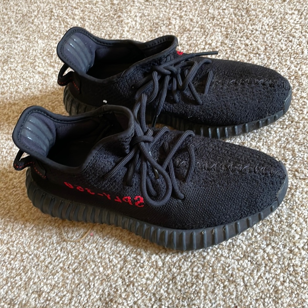 Yeezy 350 black and red